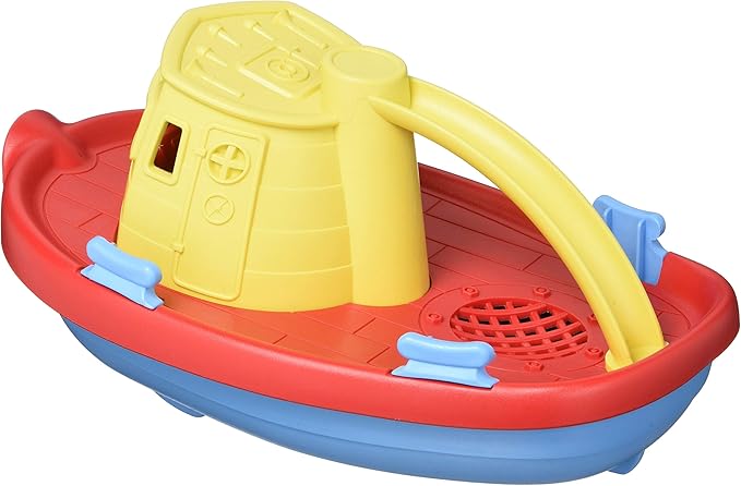 Green Toys Tugboat, Assorted CB - Pretend Play, Motor Skills, Kids Bath Toy Floating Pouring Vehicle. No BPA, phthalates, PVC. Dishwasher Safe, Recycled Plastic, Made in USA.