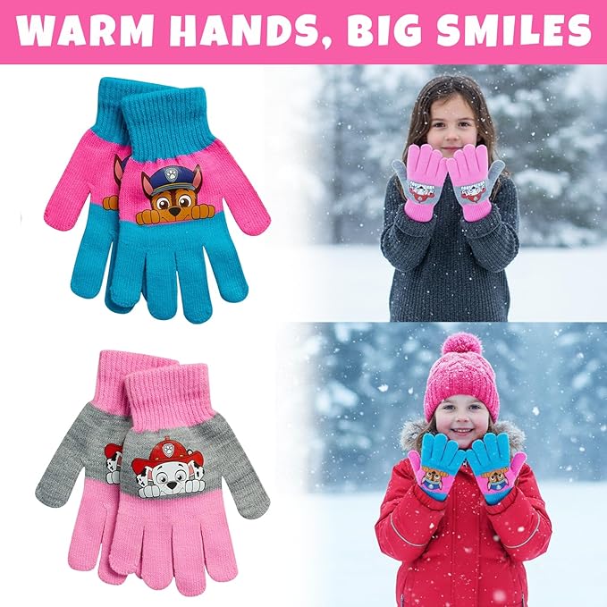 Nickelodeon Girls' Paw Patrol Ski Gloves - Marshall, Chase, Rubble Ski Gloves or Mittens (2-7)
