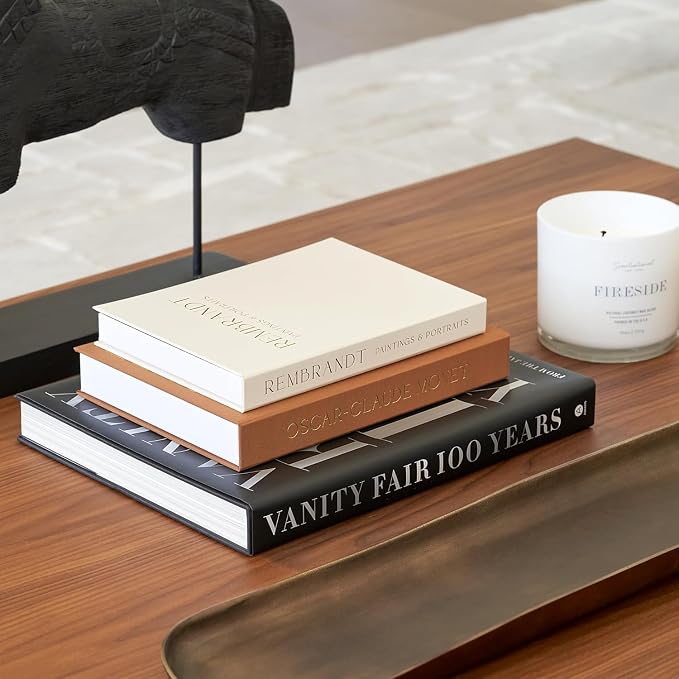 Beautiful Decorative Books - Set of 2 Linen Boxes Enhance Your Coffee Table, Bookshelf or Mantel Decor - Aesthetic Fake/Faux Books for Modern Home Decoration, Photo Storage and as a Keepsake Box
