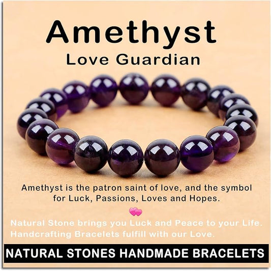 AD Beads Handmade Gemstone Stretch Elastic Bracelet Crystal Healing Reiki Nature's Beauty and Spiritual Essence Unisex