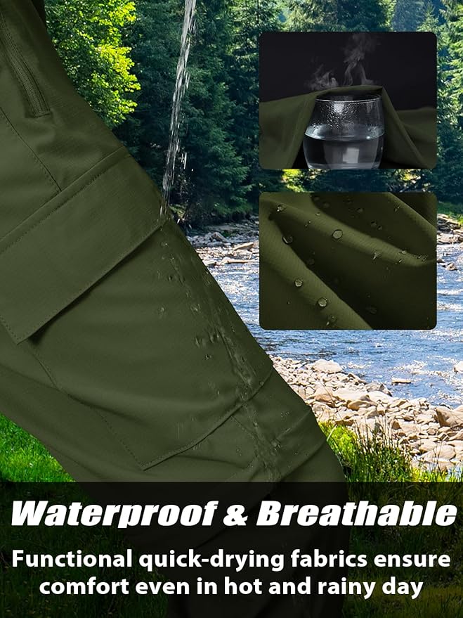 Boys Convertible Hiking Pants Kids Zip Off Scout Pants Youth Teen Boy Quick Dry Outdoor Fishing Waterproof Lightweight 4-18Y