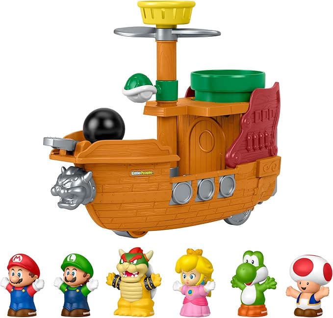 Fisher-Price Little People Toddler Toy My Mario Bowser’s Airship Playset with Figure for Preschool Pretend Play Kids Ages 18+ Months