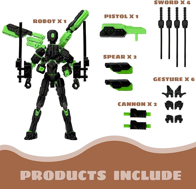 Assembly Completed T13 Action Figure, T13 Robo 13 Action Figures,Gift for Collectors Desktop Decoration Best Birthday Festival Gift (Black)