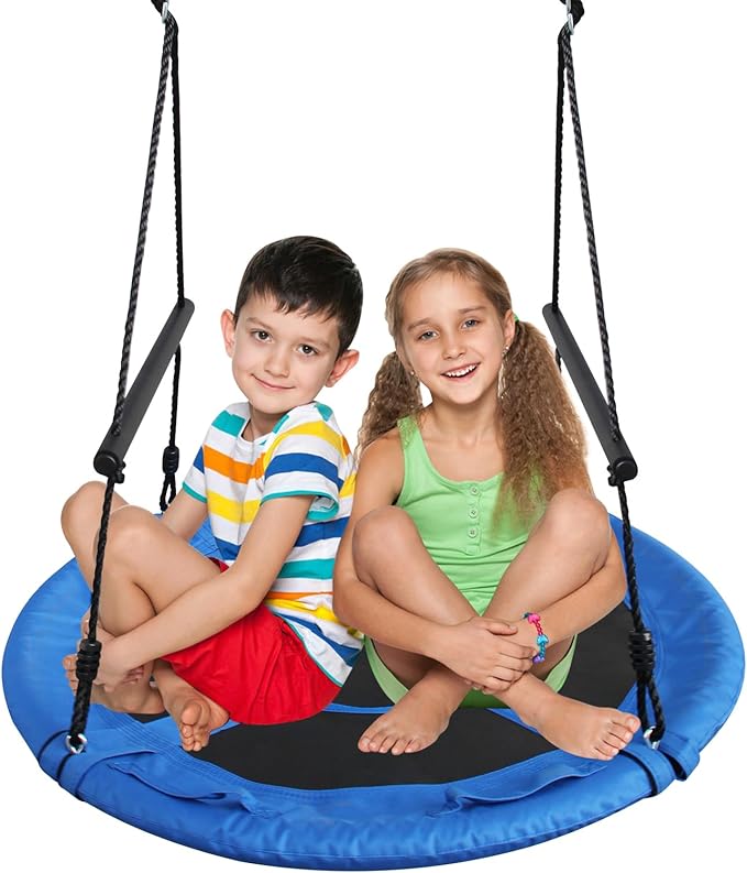 40 Inch Saucer Tree Swing for Kids Adults - 900Lb Weight Capacity, 900D Waterproof Oxford Fabric Platform Swing Seat with Safety bar and Adjustable Hanging Straps for Backyard or Outdoor Playground
