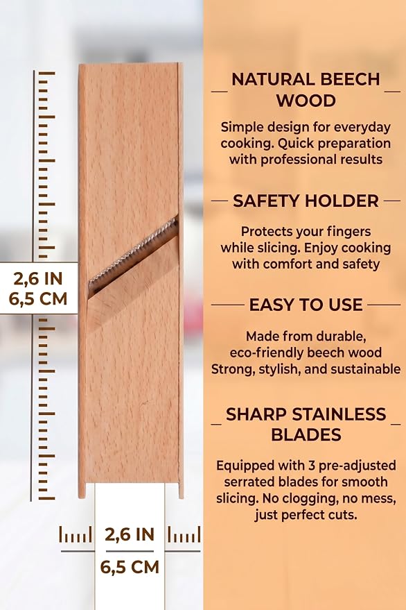 Small Wooden Stainless Steel Slicer Grater -2.56 x 10.63 Inches - Cutter Shredder For Korean Carrot Russian Salad by SHSH trade group