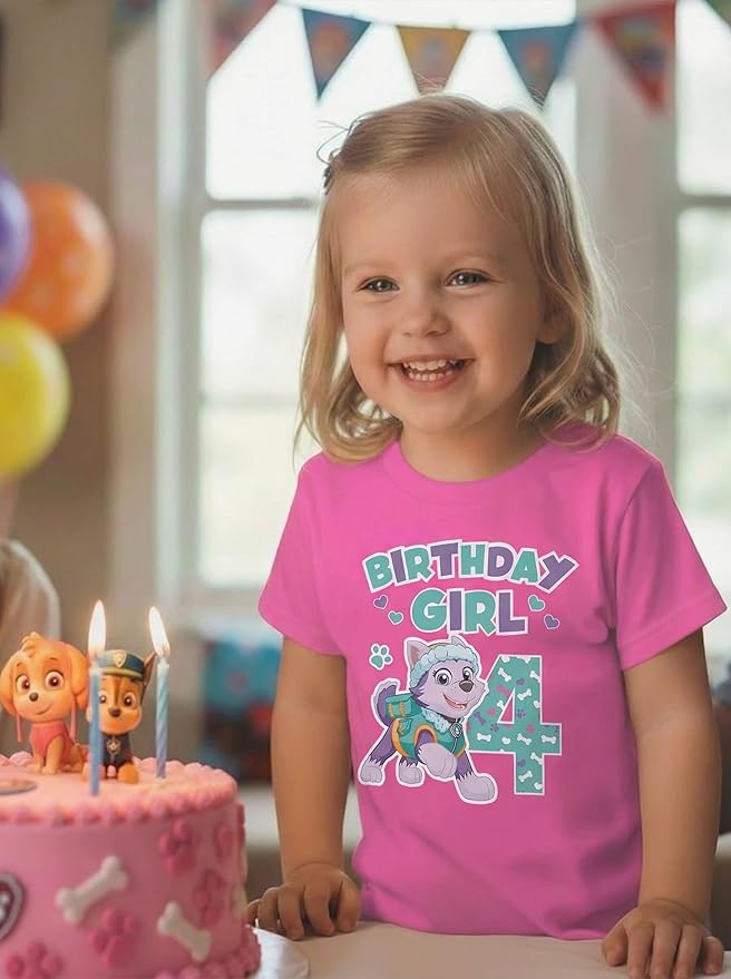 Skye Paw Patrol 4th Birthday Girl Shirt for 4 Year Old Girls - Pup-Themed Party Toddler T-Shirt