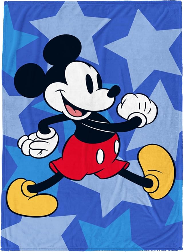 Jay Franco Kids Plush Throw Blanket – Soft & Cozy Fleece Throw for Bedroom & Couch Décor, Official Licensed Product, Blue - Mickey Mouse, 60x90 - Large Blanket