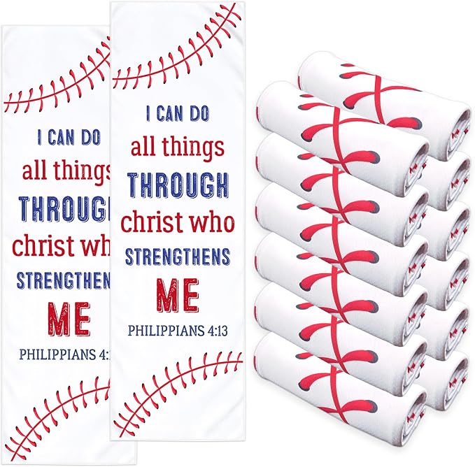 12Pcs 40" X12” Baseball Cooling Towels, Team Gift Sports Towel Reusable Breathable Chill Fast Drying Towel Neck Sweat Towel Sweat for Outdoor Camping Gym Party Favors