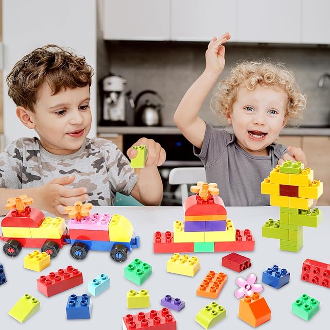 Building Blocks 208 Piece Set Compatible with All Major Brands, Classic Big Bricks for Kids Toddlers, STEM Large Building Toys with Gift Box for Boys Girls Ages 3 4 5 6 7 8+