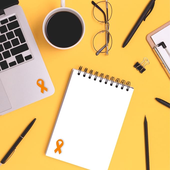 Small Orange Ribbon Awareness Stickers for Kidney Cancer, Leukemia, Multiple Sclerosis, Hunger, Gun Violence/Mass Shooting Awarenes - Perfect for Events, and Fundraising - 2 Rolls