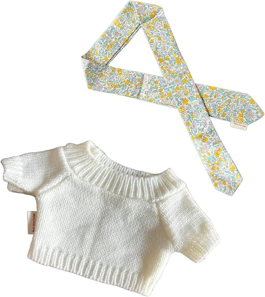 9-12''/30cm Stuffed Animals Clothes White Knit Sweater & Scarf Set for Bashful Bunny and Teddybear（NO Doll） (Yellow)