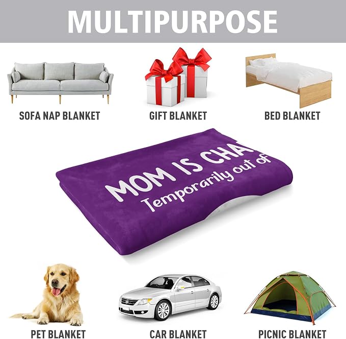 Craftique Mom Birthday Gifts, Funny Gifts for Mom- Mom's Charging Blanket | Mom Gifts for Women from Daughter Son Husband, Super Soft Blanket Throw for Napping Travel, 60”×50”