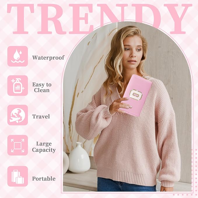 Small Personalized Initial A-Z Patch Makeup Bag,Pink Cute PU Leather Glitter Letter Cosmetic Bag for Teen Girls,Travel Toiletry Bag with Zipper,Preppy Monogrammed Birthday Gift for Daughter Niece O