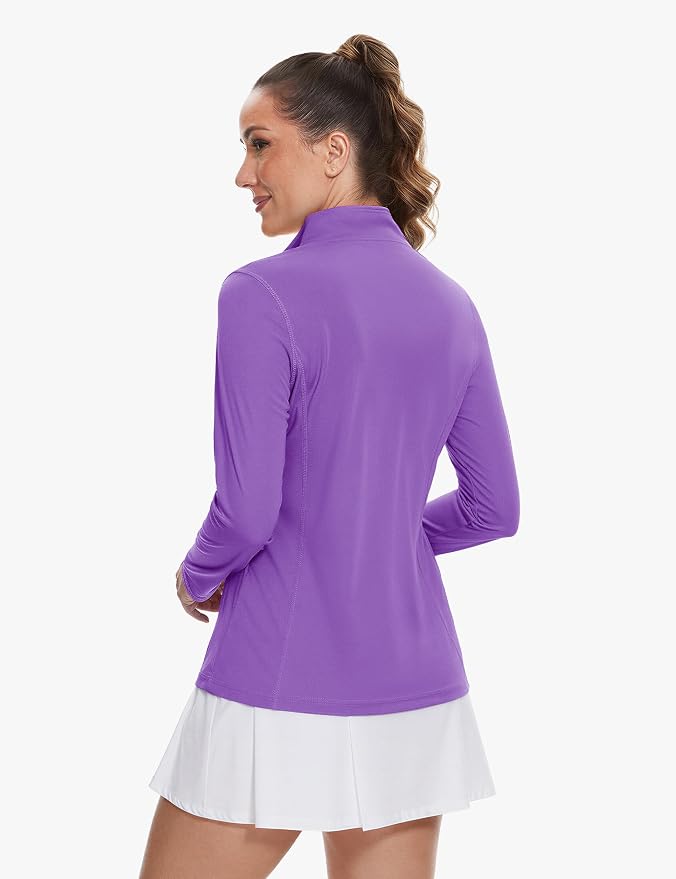 TACVASEN Women's Quarter Zip Pullover Golf Shirts UPF 50+ Long Sleeve Sun Shirts UV Protection Workout Tops