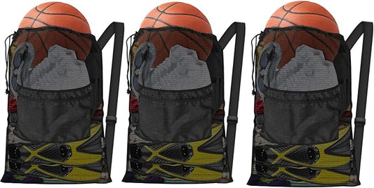 BROTOU Drawstring Backpack Gym String Bag with Pocket for Men Women Heavy Duty Mesh Bag Sport Equipment Bag for Swimming Yoga Beach Laundry