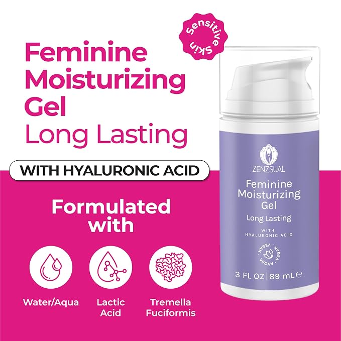 ZENZSUAL Vaginal Moisturizer Gel – Water-Based, pH Balanced with Hyaluronic Acid – Hydrating Feminine Gel for Intimate Dryness and Daily Comfort – Menopause & Postpartum Support – 3 Fl Oz (89 mL)