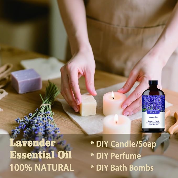 Lavender Essential Oil-4.33 fl oz for Diffuser, Massage, Skin Care, DIY Soap, Candle, Meditation, Yoga, Relaxation, Gift Ready
