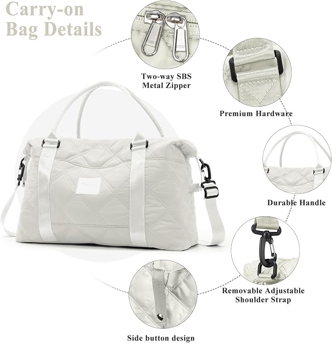 Travel Duffel Bag, Carry On Overnight Weekender Bags for Women | Travel Bag with Wet Pocket & Trolley Sleeve, For Spirit Airlines 18x14x8 Personal Item Bag