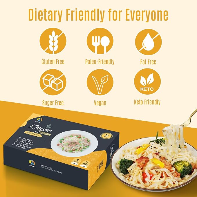 Hethstia Konjac Noodle Low-Carb Fettuccine Shirataki Noodles Keto Low Calorie Pasta Gluten Free, Vegan, Paleo-Friendly (5 oz, 10-Pack) | Low Calorie Pasta, Gluten Free, Vegan, Fat-Free, 0 Sugar, Paleo-Friendly (5 Oz, 10-Pack)