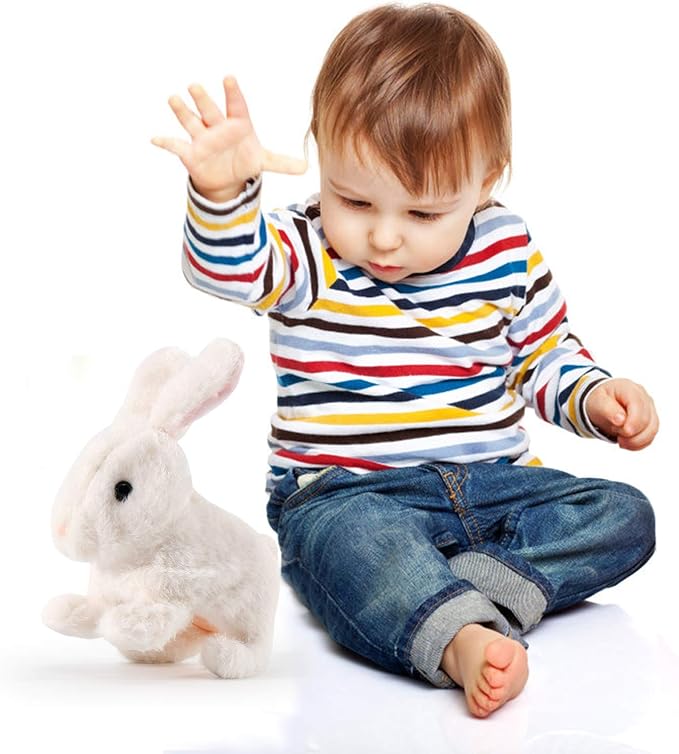 Liberty Imports Plush Bunny Rabbit Pet Electronic Toy - Walking, Hopping, Wiggle Ears, Twitch Nose, Sounds for Kids