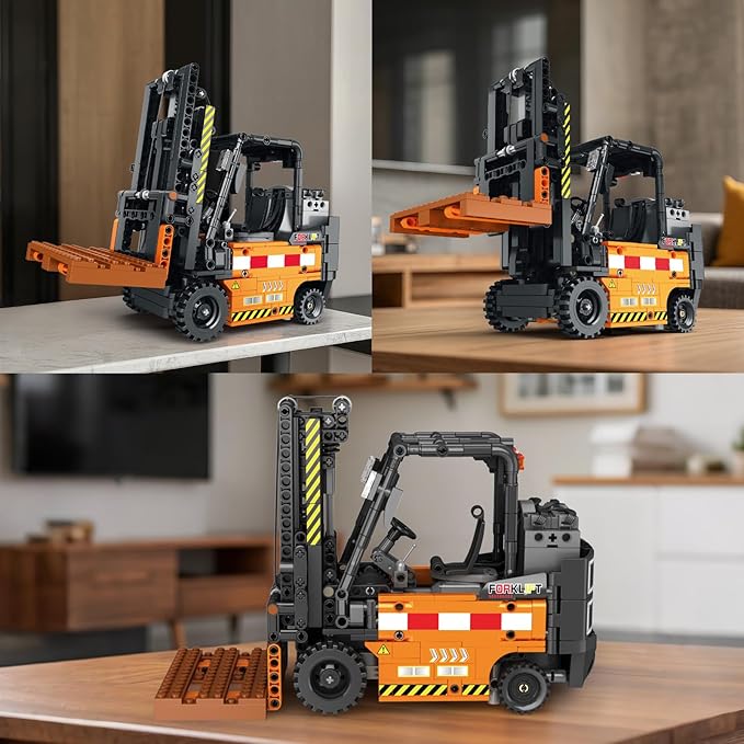 Forklift Truck Building Block Kit,RC Forklift Toys APP Remote Control Construction Machinery Set 22002, Shelf Lifted Truck,Educational Engineering Stem Building Toys for Boys Girls,722 PCS