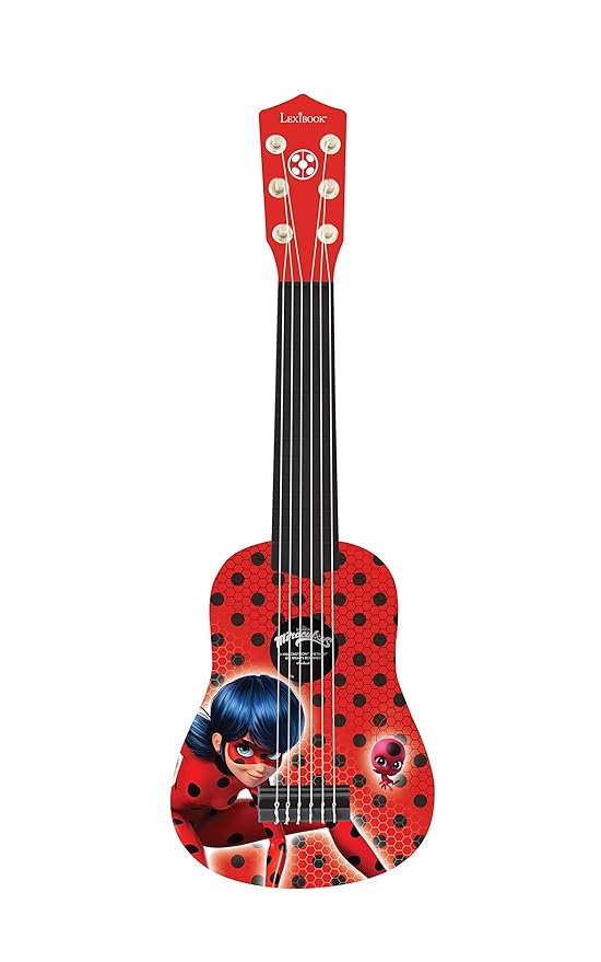 Lexibook Miraculous Ladybug, My First Guitar for Children, 6 Nylon Strings, 21’’ Long, Guide Included, Red/Black, K200MI