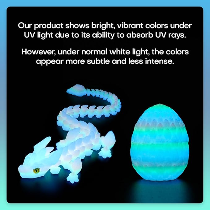 FYEFKJSA 3D Printed Dragon Eggs with Dragon Inside - 12Inch,Articulated Fidget 3D Printed Animals, Interesting Decorative Gift, Easter Basket Essentials Stuffers (Glow in The Dark)