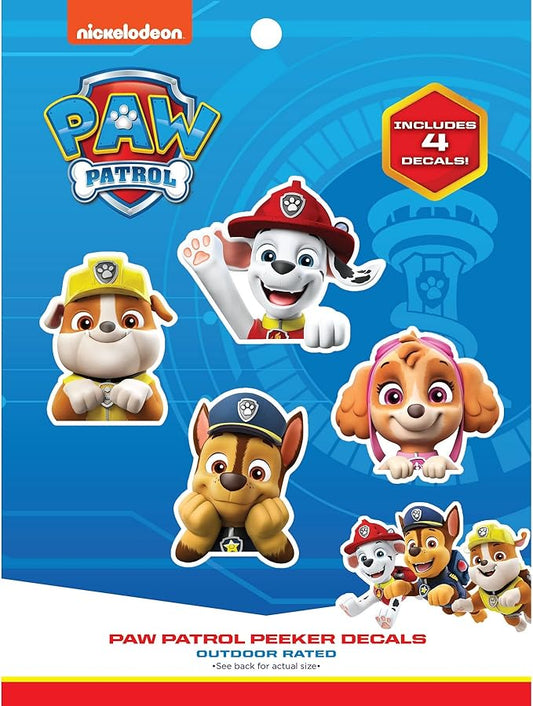 WALL PALZ Nickelodeon Paw Patrol Peeking Vinyl Decals - Set of 4 - Officially Licensed for Kids and Adults - Wall, Car, Water Bottle, Skateboard