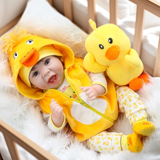 Aori Lifelike Reborn Baby Dolls Realistic 22 Inch Reborn Baby Doll with Yellow Outfit for Kids 3+