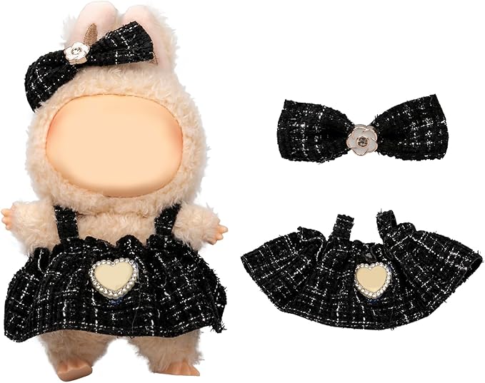 Doll Clothes Set for 6.7-inch/5.9-inch Dolls - Luxury Chic High-End Fashion Outfit with Suitable Accessories, Ladylike Elegance Black (No Dolls)