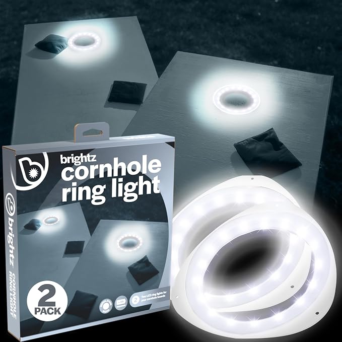 Brightz LED Cornhole Board Ring Lights, 2-Pack - 48-Hour Battery Life - Illuminate Your Game with Dazzling Glows and Ultimate Style for Non-Stop Evening Fun and Excitement (Includes Hole Lights Only)