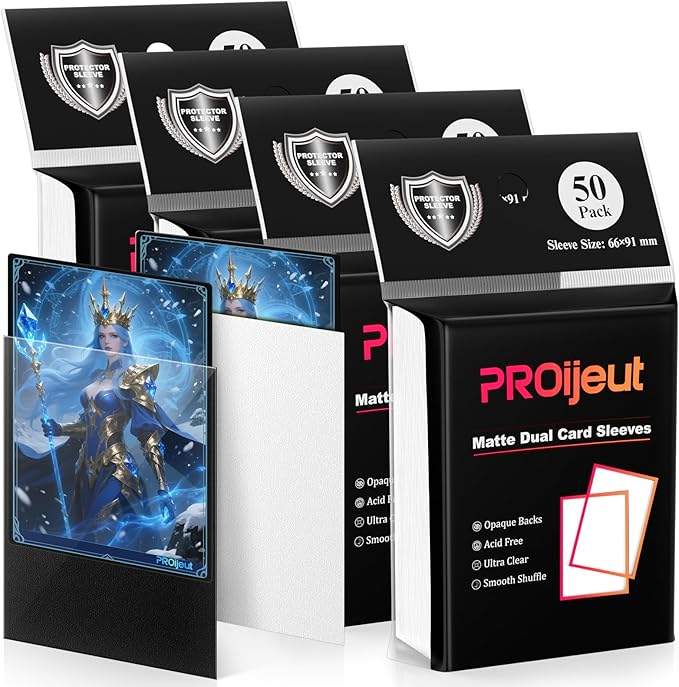 200 Pack Card Sleeves, Matte Dual Trading Card Sleeves with Opaque Back & Smooth Shuffle, Tear Resistant Card Protectors for MTG, TCG and Game Cards (Snow White)