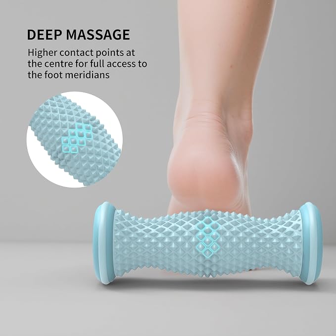 Foot Roller Massager for Plantar Fasciitis Relief, Portable Silent Deep Tissue Massager Tool for Arch and Heel Pain-Blue