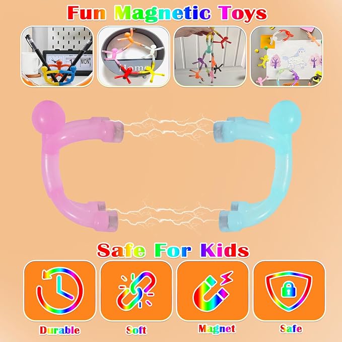 mom&myaboyMini Man Magnetic Toy for Kids Travel Toys Fridge Magnets Toy for 3-15 Year Old Anxiety Relief Toys for All Age 10 Pcs Rubber Magnet Men Educational Fidget Toys (Solid Colors)