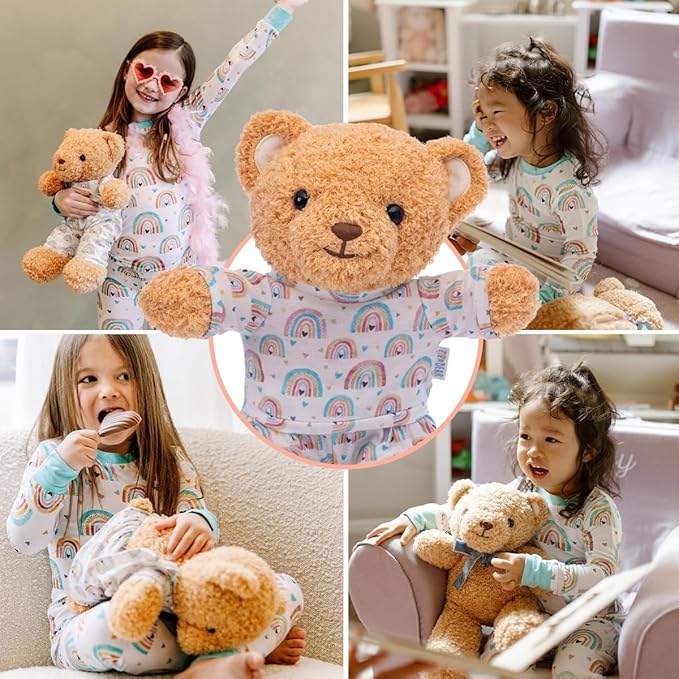 Zip N' Bear Soft Plush Teddy Bear Stuffed Animal with Radiant Rainbow Pajamas - Zippy The Bear Cute Cuddly Plush Toy, Perfect Sensory Teddy for Kids, Toddlers - Adorable Gift & Bedtime Companion