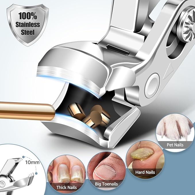 2026 Toenail Clippers for Thick Toenails, Angled Head Large Toe Nail Clippers with Wide Jaw Opening, Super Sharp & Durable Thick Toenail Clippers with Comfort Grip Long Handle for Seniors Men Women