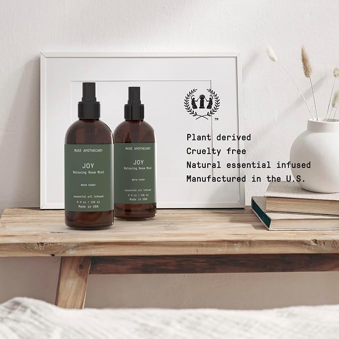 Muse Apothecary Room Ritual - Botanical Collection - Room Spray, Aromatic and Relaxing Room Mist, Air Freshener Spray, Infused with Natural Aromatherapy Essential Oils - 8 oz, Warm Cedar, 2 Pack