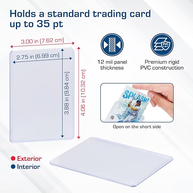BCW 3x4 Topload Card Holder - Standard - 50ct | Rigid PVC Trading Card Protection for Baseball Cards, Football Cards, and Trading Cards Like Pokémon and MTG | Holds Cards Up to 20pts