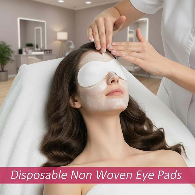 100PCS Disposable Non Woven Eye Care, Eye Covers for Facials Cotton Paper Facial Eyes Pads Spa DIY Clear Eyes Mask Paper Beauty Sheets for Facial Treatments, Skincare Spa, Home Beauty Wet Compress