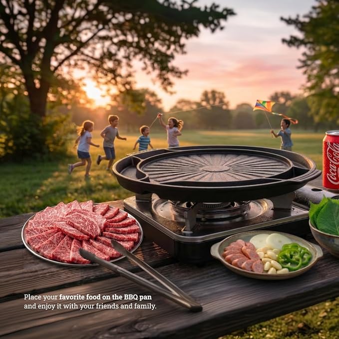 Master Grill Pan for Korean BBQ, 15", Stovetop Nonstick Smokeless Scratch-Resistant, Oil Draining Hole, Safety Hand Grip, For Grilling Vegetable Egg Meat Garlic Cheese Kimchi Made in Korea