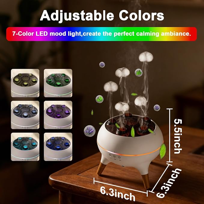 Essential Oil Diffuser 250ML,Jellyfish Diffuser Air Humidifiers Sound Pickup Ultrasonic Aromatherapy Diffuser Remote Control 7 Color Lights for Home Bedroom Office Hotel