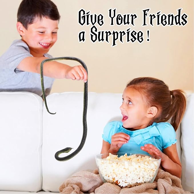 4 Pcs Realistic Rubber Snakes, Plastic Snakes, Prank Snake Toys for Party, Tricking People, Kids Playing, Garden Props Decorations, 31.5in