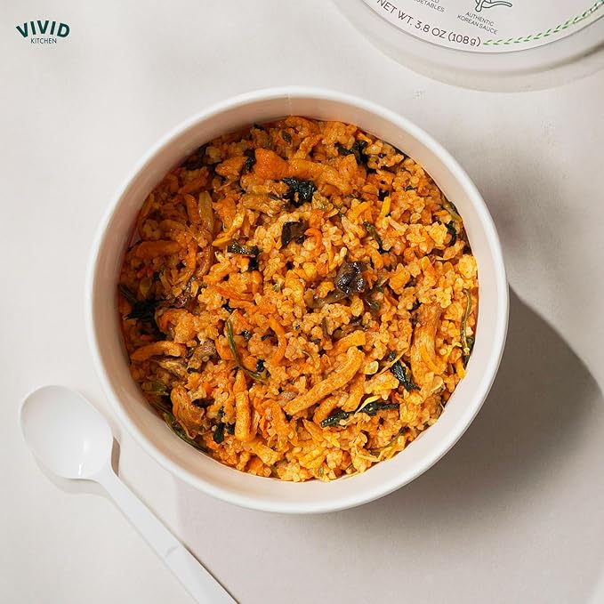 VIVID KITCHEN Freeze-Dried Bibimbap with Zero Sugar Sauce – Plant-Based Korean Meal – 3-Minute Microwave Bibimbap with 8 Vegetables – Lightweight, Portable Bowl (3.8oz / 108g) (3 Pack (3.8 OZ X 3EA), 11.4, Ounce)