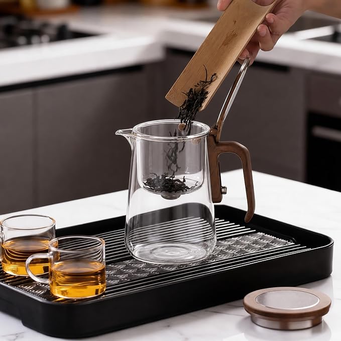 Enchanted Tea Pot, Magic Tea Pot for Loose Leaf Tea Steeper, Heat Resistant Borosilicate Glass Teapot with Tea Infuser, Ideal Gift for Tea Lovers - 27 oz (800 ml) (Hinged Lid)