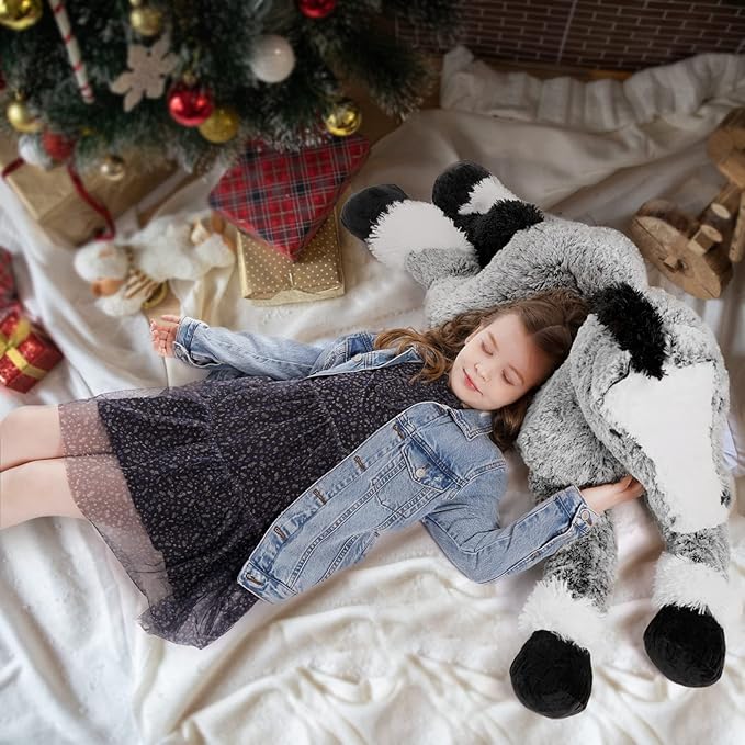 MaoGoLan Large Horse Stuffed Animal for Boy, Big Horse Plush Toy for Girl, Ridable Stuffy Pony for Kid, Stuffed Pony Plush Pillow for Baby Shower, Birthday Gifts or Party Favor, 47 inches, Gray
