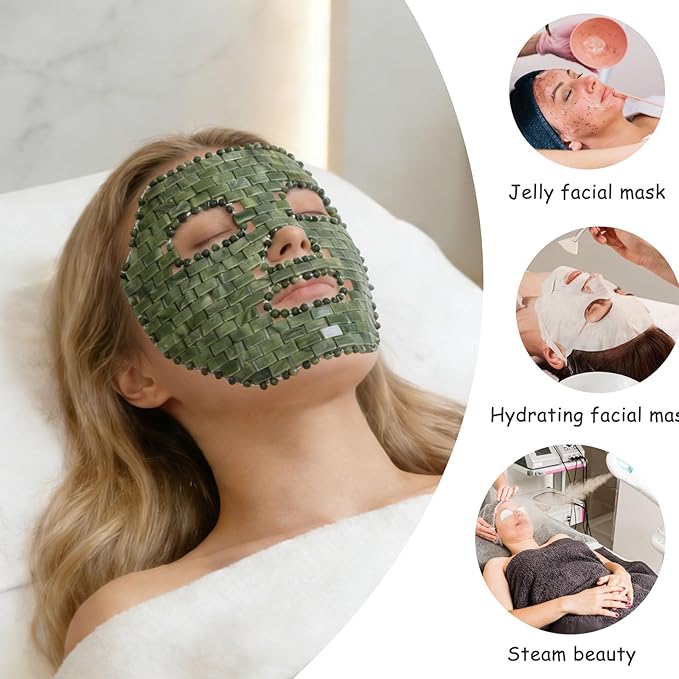 gemshan Jade Mask,100% Natural Stone Facial Mask for SPA Skincare Beauty Tools for Puffy Eyes Dark Circles
