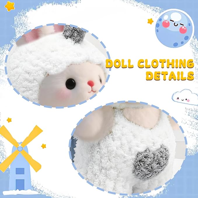 17cm Doll Clothes for Lububu, Dinosaur Costume with Wings, Faking Animal Style Outfit for 6.7" Plush Doll, Handmade Jumpsuits for Keychain Accessories(White)