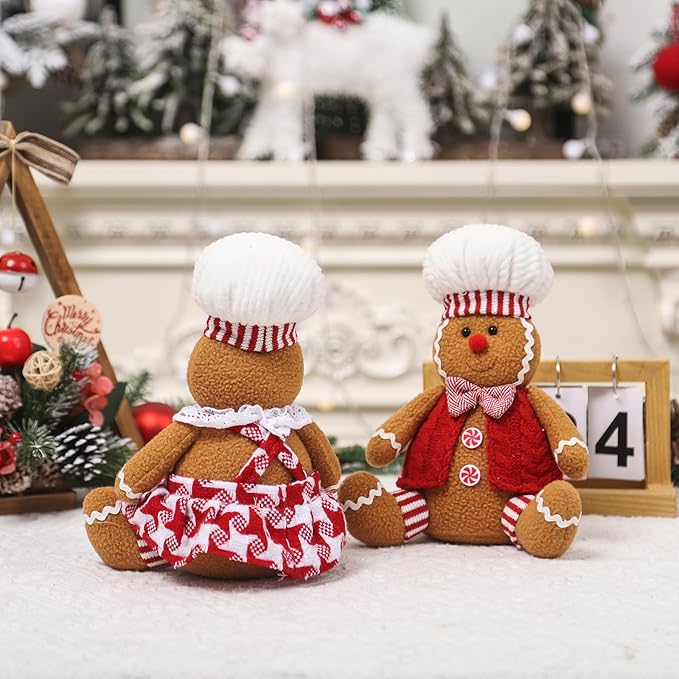 Christmas Gingerbread Man Plush Toy,Christmas Plush Stuffed Doll Gingerbread Boy Girl Cute Plush Pillow for Holiday Christmas Tree Gifts (Boy)