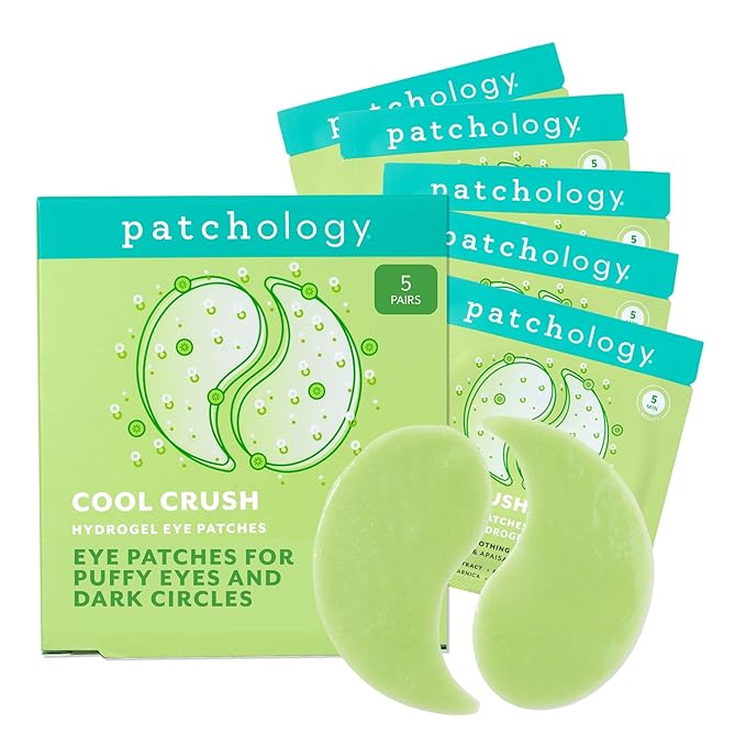 Patchology Serve Chilled Cool Crush Hydrogel Under Eye Patches for Puffiness – Cryo-Inspired Cooling | No-Slip Grip-Tech | Peptides, Caffeine, Cucumber, Arnica | 5 Pairs