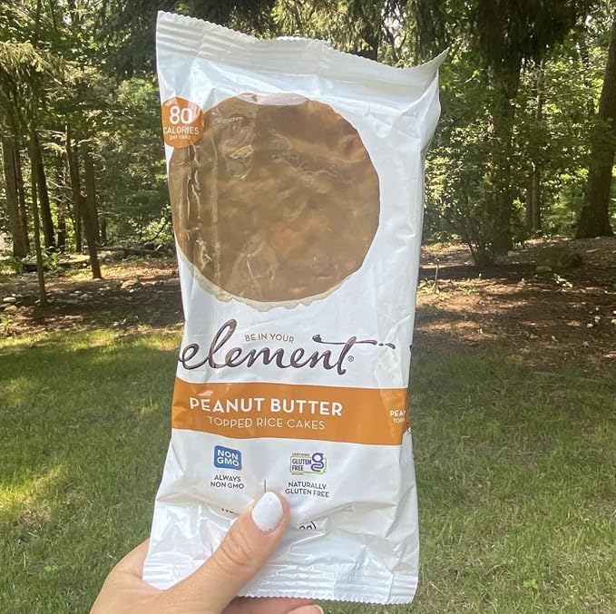 Element Snacks - Peanut Butter Rice Cakes (Pack of 8), All-Natural Rice, Healthy Snacks for Kids or Adults, Non GMO, Certified Gluten-Free and Kosher